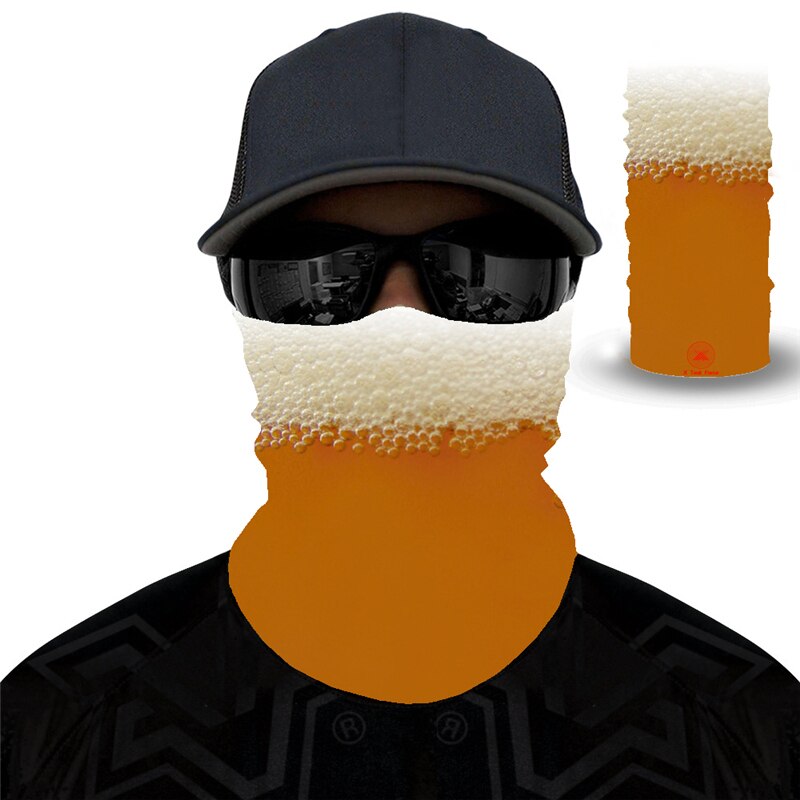 Print øl dag cool 3d sømløs ansigtsmaske motorcykel hovedbeklædning magisk tørklæde udendørs cykling fiskeri ski vandre bandanas: Mj238