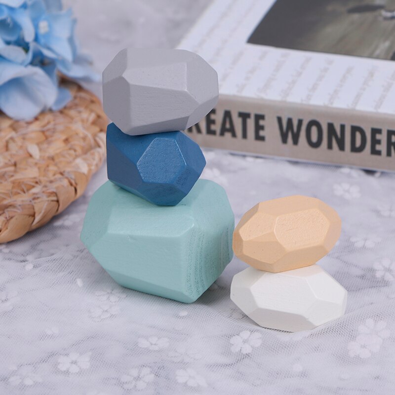 Kinderen Houten Gekleurde Steen Jenga Bouwsteen Educatief Speelgoed Creatieve Nordic Stijl Stapelen Spel Regenboog Houten Speelgoed ~: 1