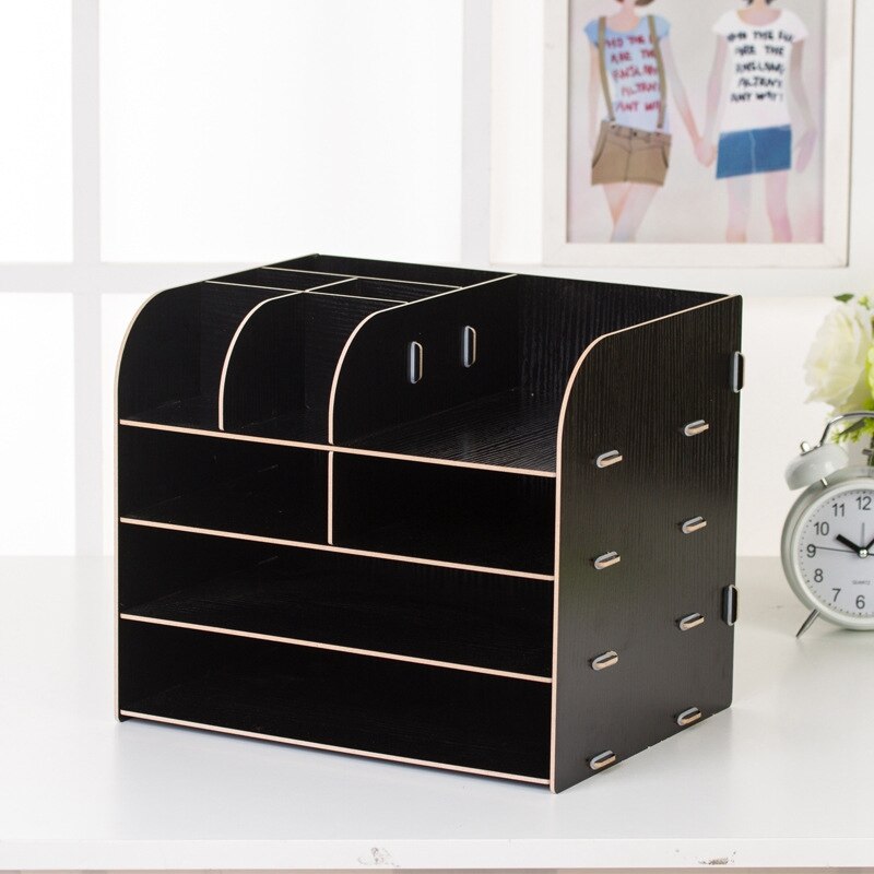 Wood Desk Organizer Office Pen Holder Wooden Sorter with Drawer Organizer Pen Pencil Organizer