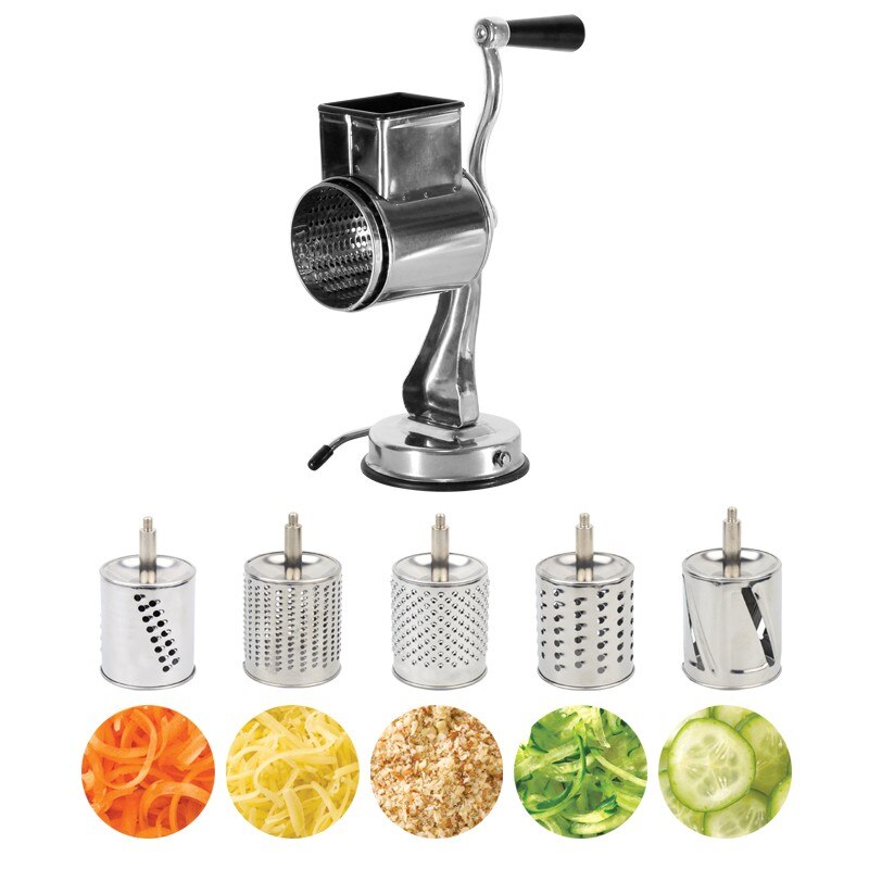 Stainless Steel Universal Mill Grater With Suction Cups And 5 Drums Vegetable Cutter Slicer and Shredder(00493)