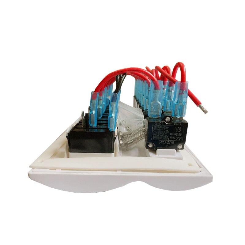 Boat Waterproof White Switch Panel Circuit Breaker Blue LED Rocker 6 Gang