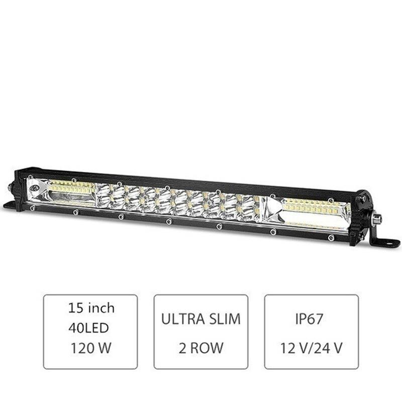 7 ''13'' 20Inch Offroad Led Licht Bar Flood Light Spotlight Combo 180W 60Leds Verlichting voor Jeep Auto 4WD Truck Suv Atv 12/24V: B 15in 120W 40LEDs