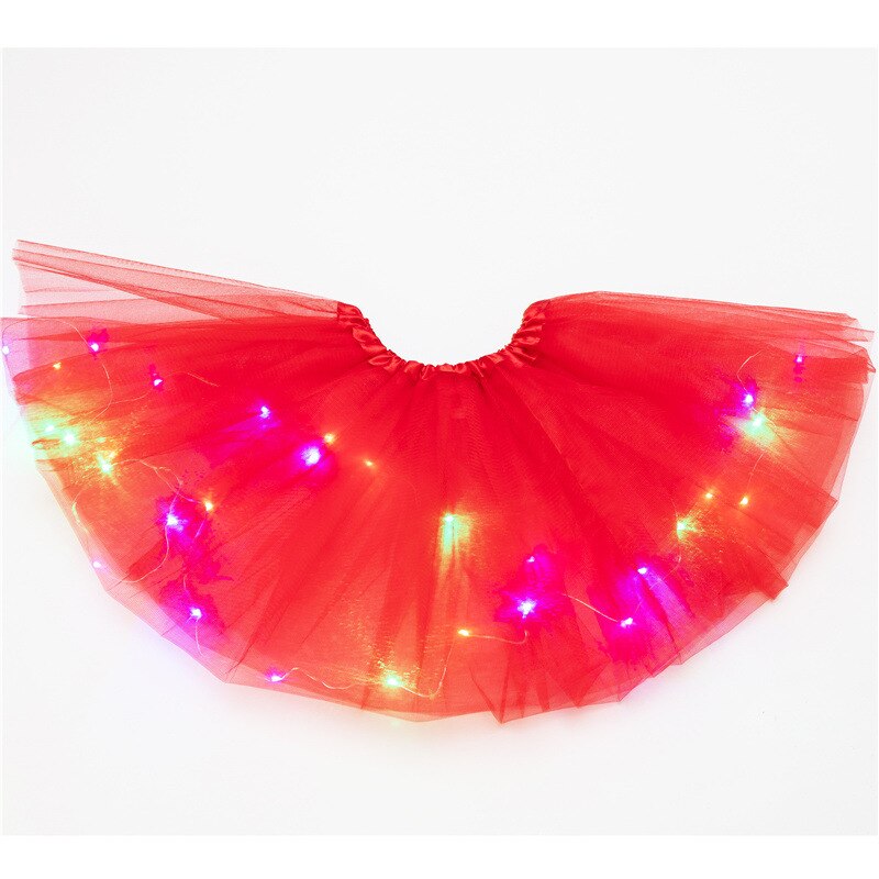 Ins Volwassen Pailletten Met Verlichting Led Tutu Rok Lichtgevende Halve Lengte Mesh Rok Led Licht Onverzorgd Rok