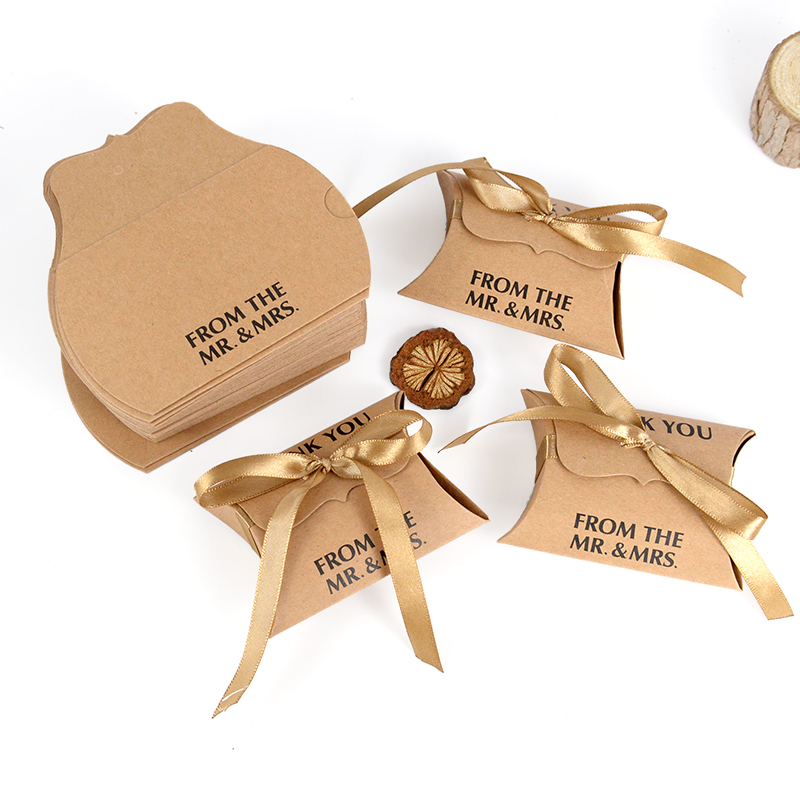 20/10Stck Kraft Papier Danke Süssigkeit Kasten Kissen bilden Hochzeit Gunsten Verpackung Boxen Für Hochzeit Engagement partei Dekor Versorgung