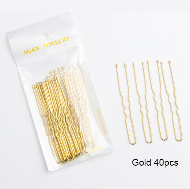 Moda meninas de cristal simulado pérola hairpins metal barrette clipe casamento acessórios para o cabelo nupcial diário penteado ferramentas design: 40pcs gold