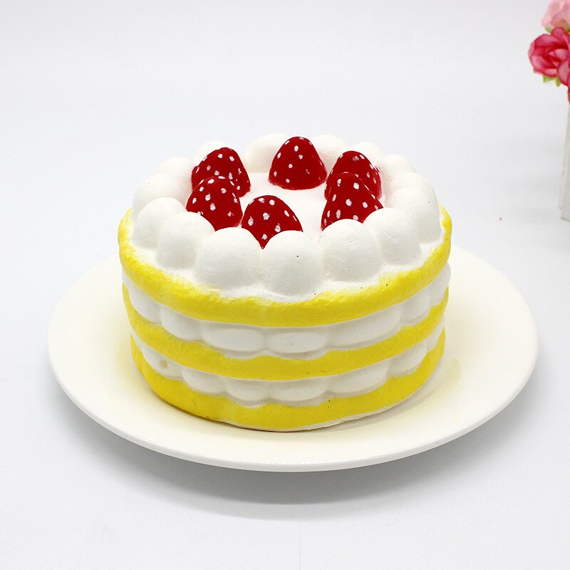Nuovo rimbalzo lento giocattolo bello Squishy anti-fatica fragola mini torta, rimbalzo lento di ghiaccio crema morso un morso dell'unità di elaborazione di simulazione rainbo: giallo