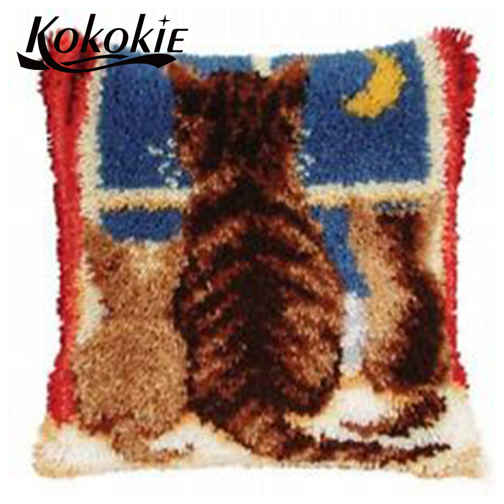 Diy tapijt handwerken set volwassen crafy kits voor tapijt klink haak tapijt kits kussen borduren dier kat kruissteek sets