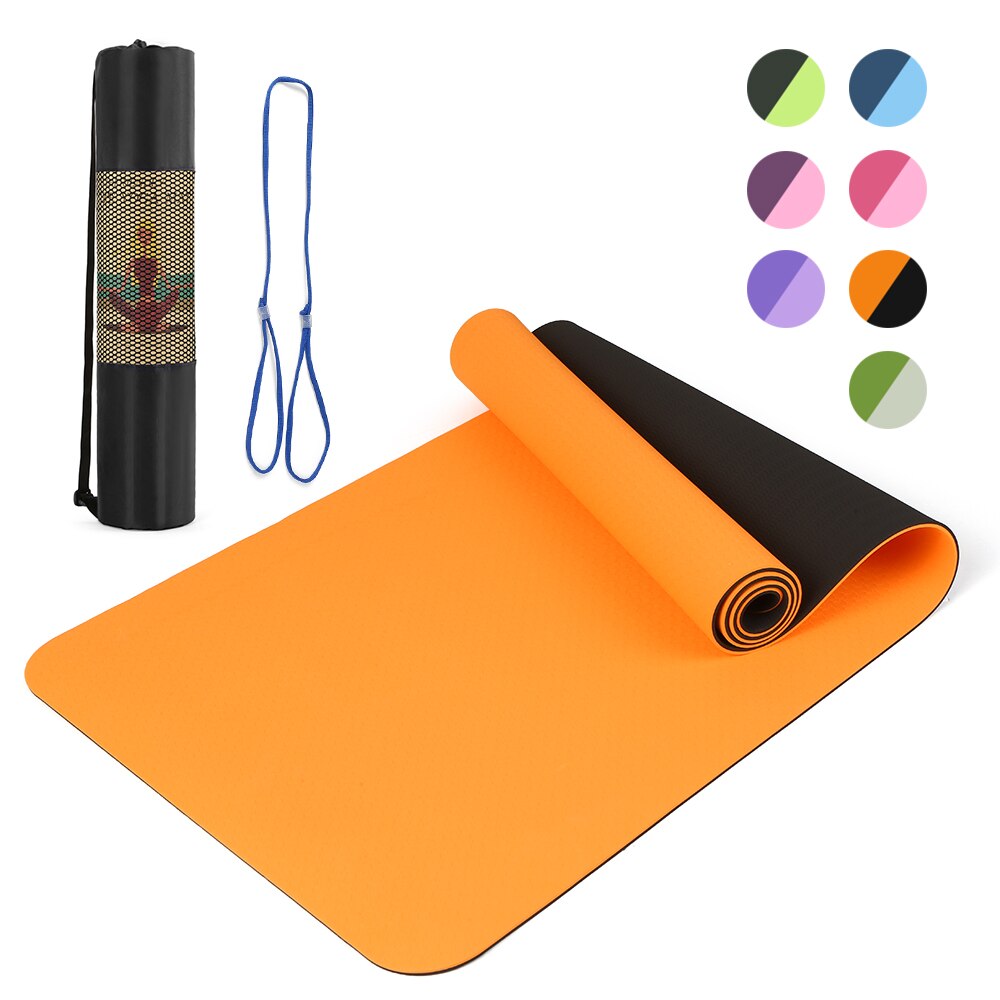 72x24IN Non-slip Yoga Mat TPE Eco Friendly Fitness Pilates Gymnastics Mat Carrying Strap and Storage Bag:  Color 6