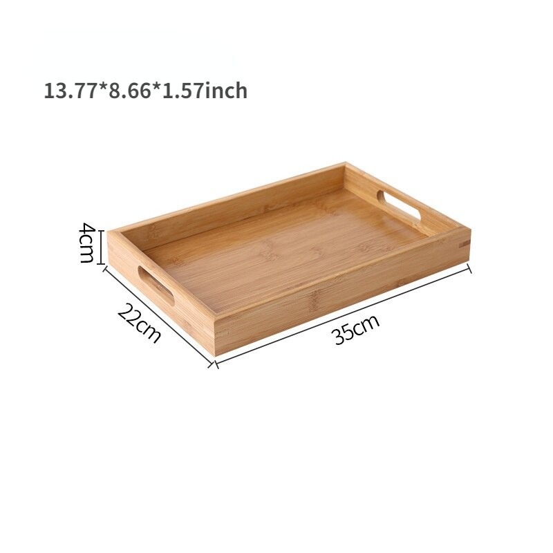 Bamboo wooden tray rectangular tea tray solid wood household water cup tray Japanese style wooden bread wooden dinner plate: Tray-3