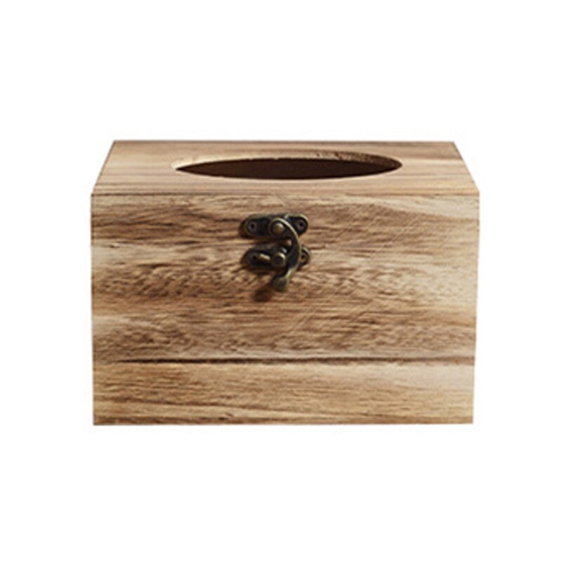 Retro Style Wooden Tissue Box,Paper Napkin Holder Case Wood Bathroom Facial Tissue Box for Bathroom Bedroom