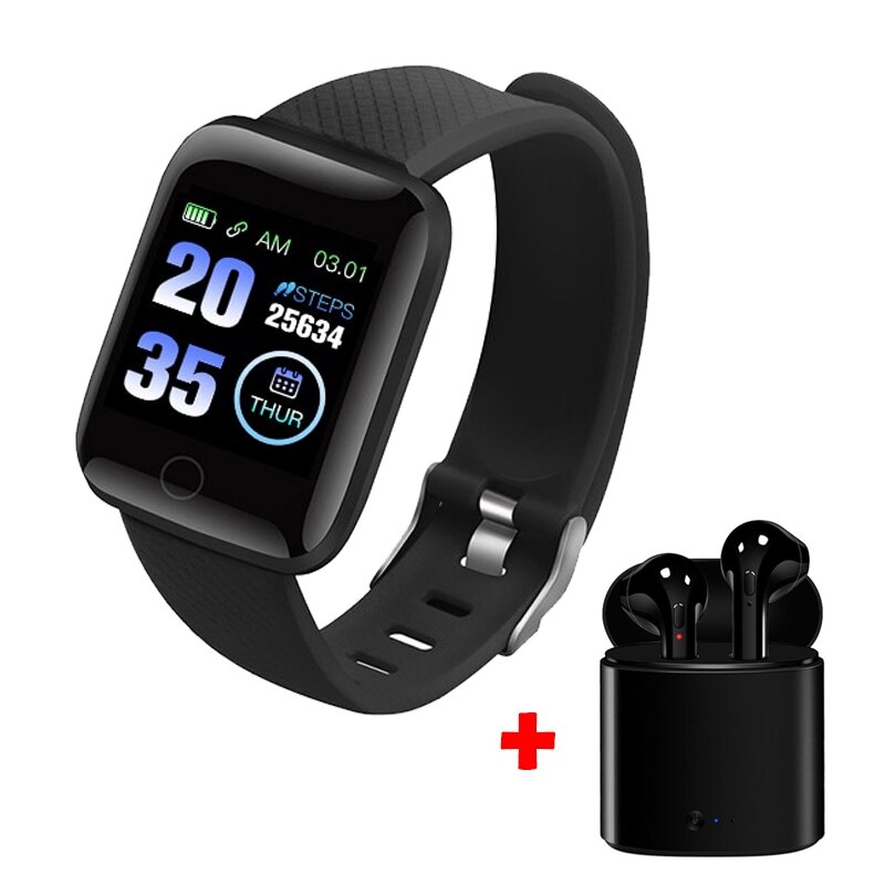 OUTMIX 116 Plus Smart Uhr für Frauen Männer Herz Rate Armband Fitness Tracker D13 Smartwatch Sport Smarth Uhr Für Android IOS: Black And i7