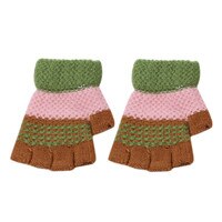 2019 nuovo 2-10 Y Bambini Half-Finger Gloves Guanti Invernali Caldi per Bambini Guanti Per Bambini per I Ragazzi e Le Ragazze Crochet maglia Del Bambino Guanti Regali di Nuovo Anno: Khaki