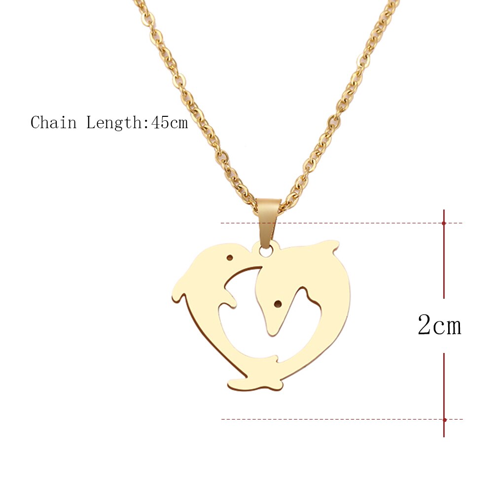 Dotifi Rvs Ketting Voor Vrouwen Man Speelse Paar Dolfijn Hanger Ketting Engagement Sieraden