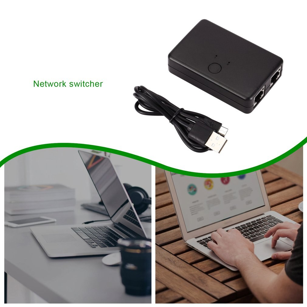 2 Port Network Switch LAN CAT Selector Mini Internet Internal External Network Switcher RJ45-2M Network Switcher Sharer