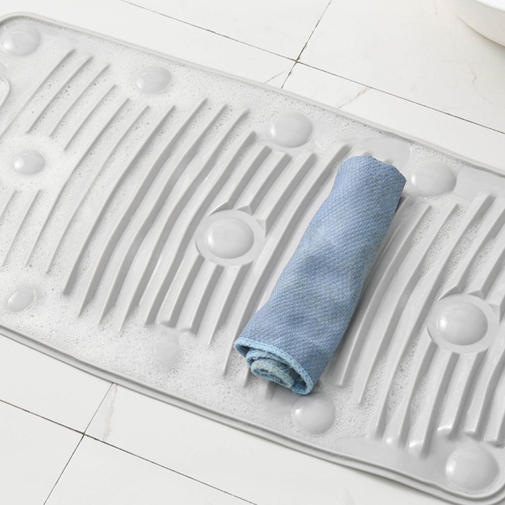 Portable Grey Silicone Washboard Laundry Tool Household Anti-slip Folding Washboard Mat Laundry Board Washing P9S2
