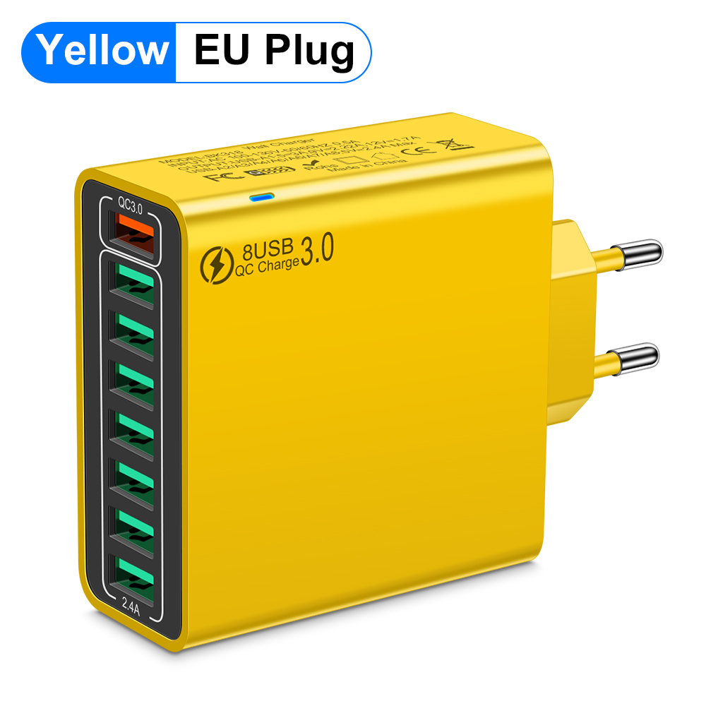 Total 100W 8 Ports charge rapide USB chargeur mural QC3.0 adaptateur de téléphone Portable Portable pour iPhone Huawei Samsung Xiaomi: CH