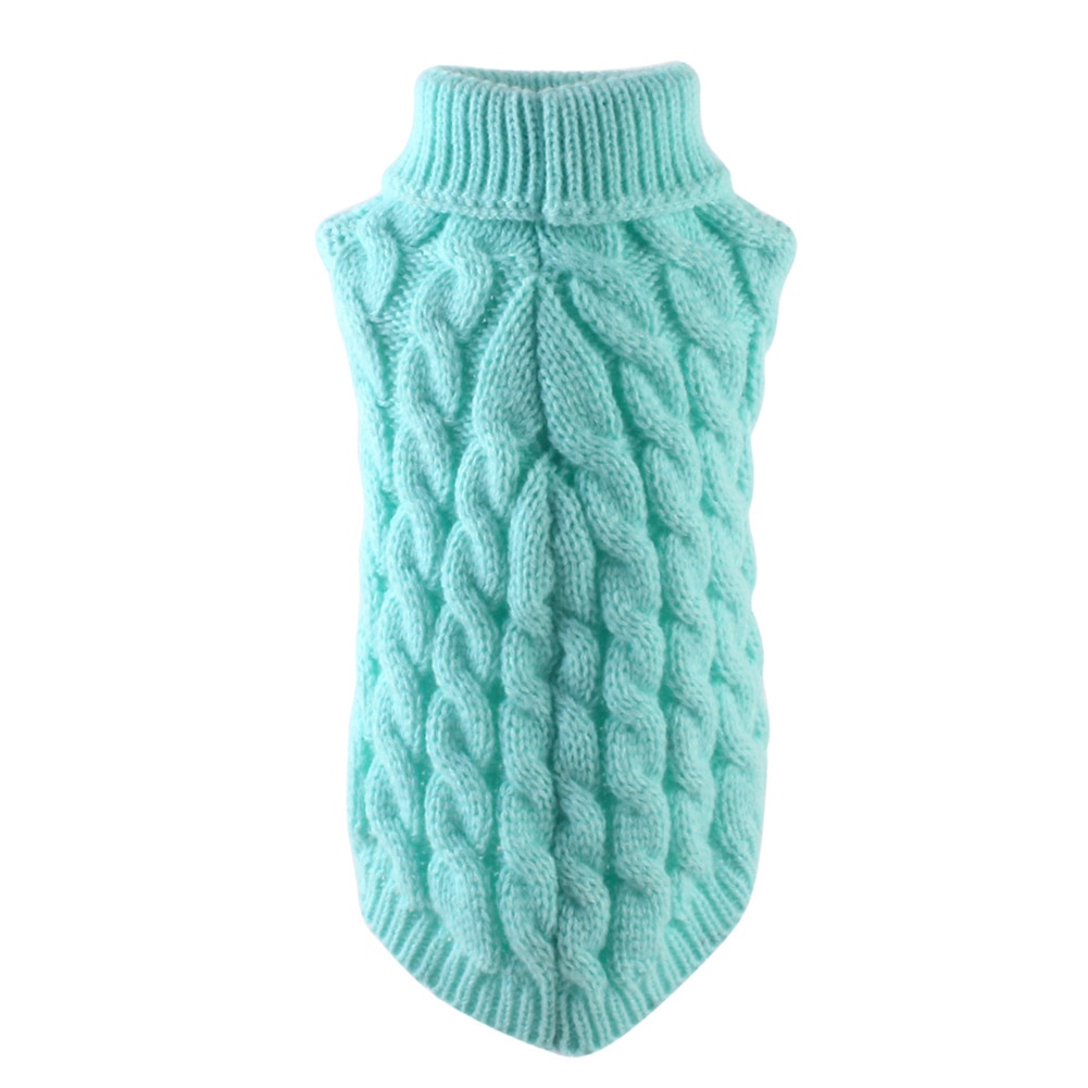 Small Dog Knit Jackets Sweater Pet Cats Puppy Coat Clothes Warm Costume Apparel Pet Sweater H99F: Blue / L