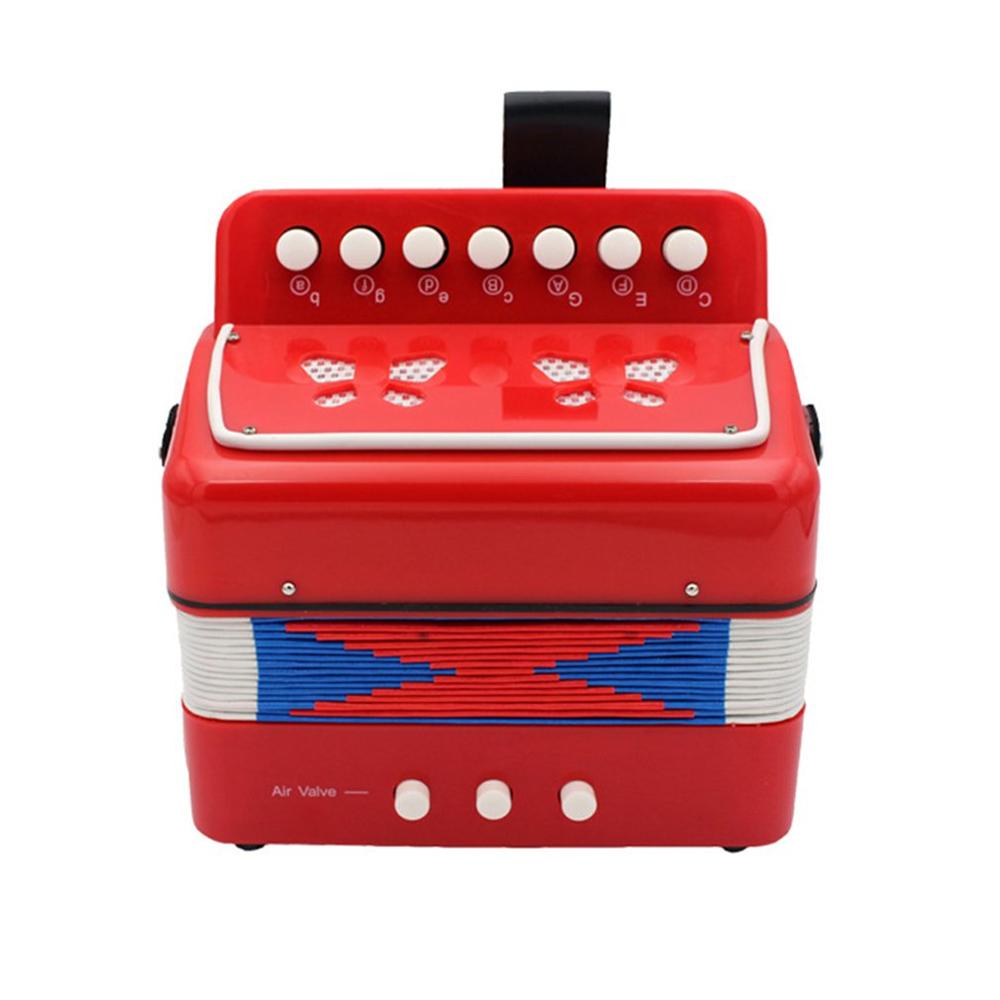 1PC 7-Key Accordion Children'S Accordion Musical Instrument ABS Plastic Hands-On Birthday Beginner Practice Accordion: Red