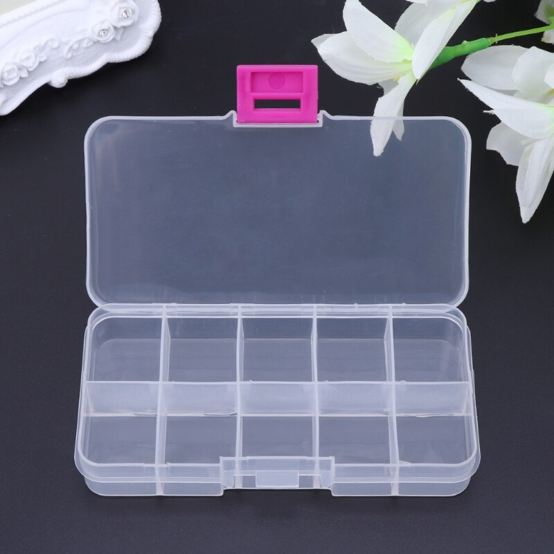 10 Compartments Clear Plastic Storage Box Jewelry Bead Screw Organizer Container