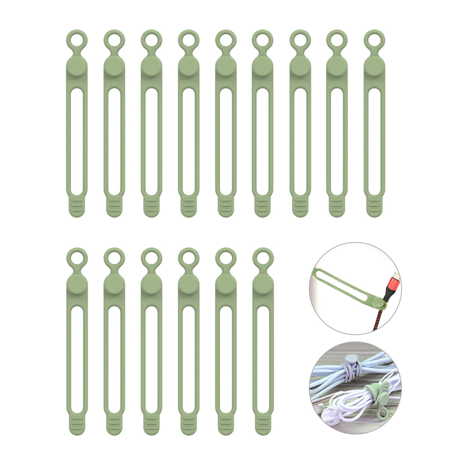 UMUST Bridas para cables de silicona, organizador de cables, correas para cables, bridas para cables reutilizables, organizador de cables de viaje, bonita brida elástica, bridas para cables: Verde