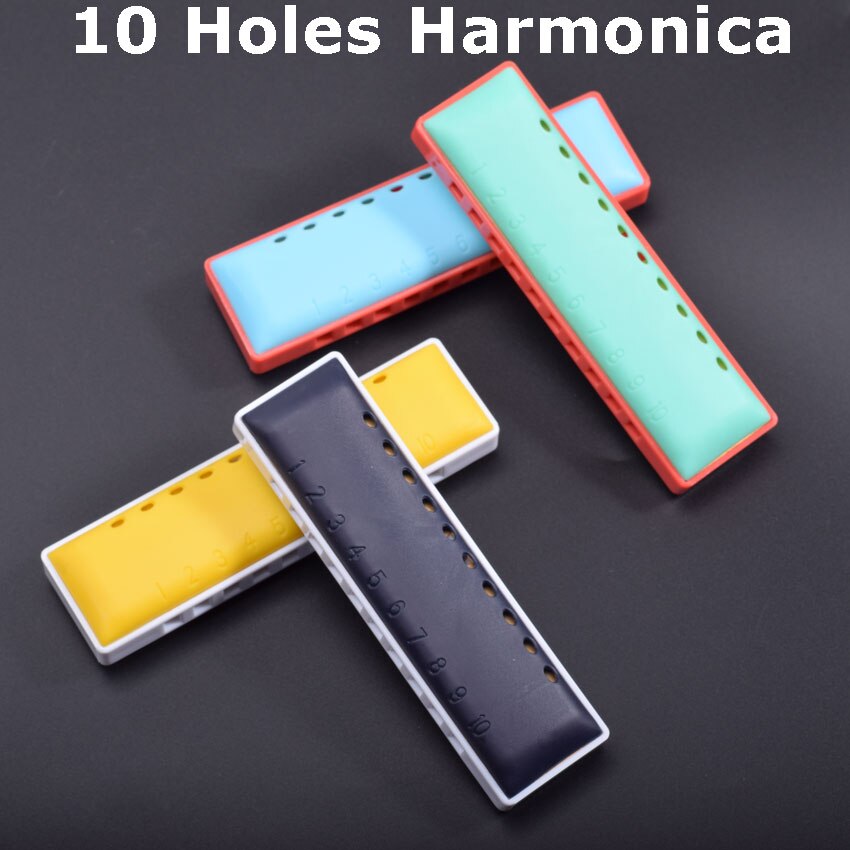 10 Holes Harmonica Diatonic Blues Harp Woodwind Reed music instrument Mouth Organ for Kids Key of C Green/Blue/Black/Yellow