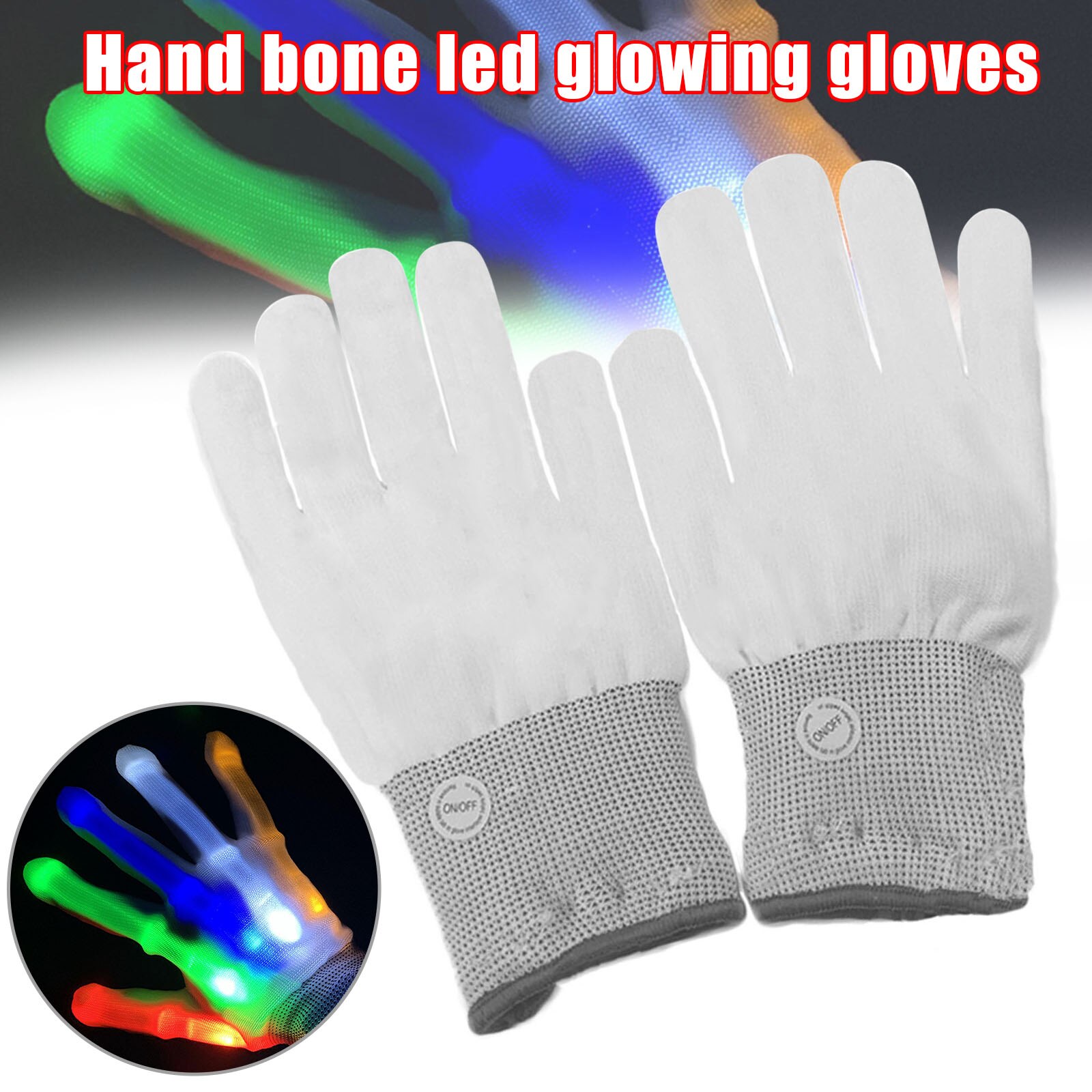 LED Luminous Hand Finger Gloves Halloween Christmas Costume Dance Decor Hand Bone Gloves Festival Accessory NOV99