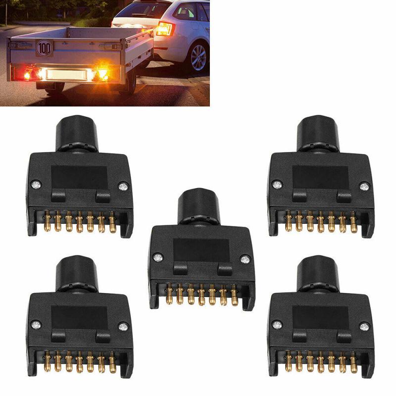 7 Pin Flat Male Trailer Socket Plug Connector Adapter For Caravan Trailer Charging Starting Systems Auto Replacement Part