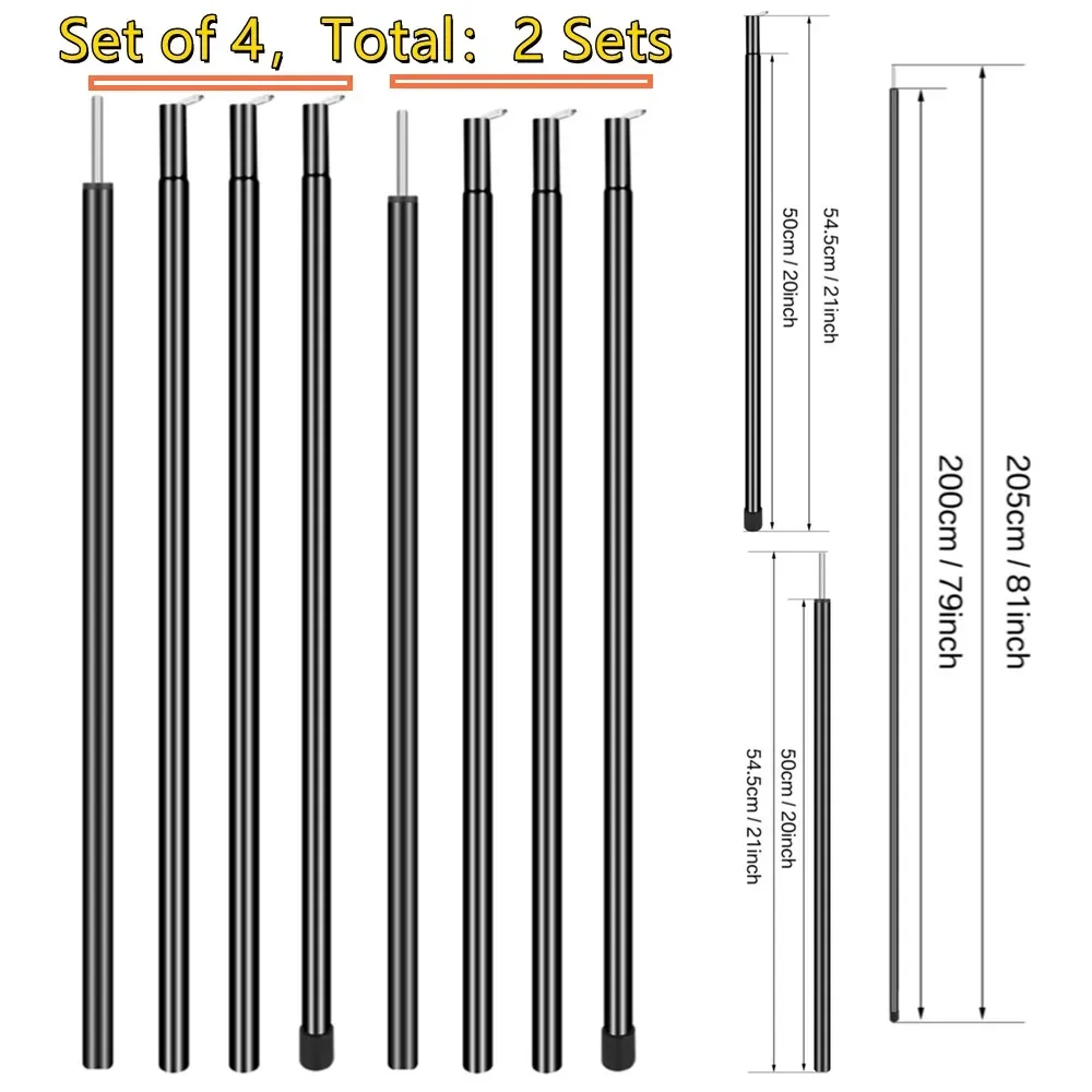 2er-Set Zeltplane, Stangen, universell, teleskopisch, verstellbar, Aluminium, Camping-Markisenstangen, Zeltzubehör für Kopfzimmerüberdachung: Rosa