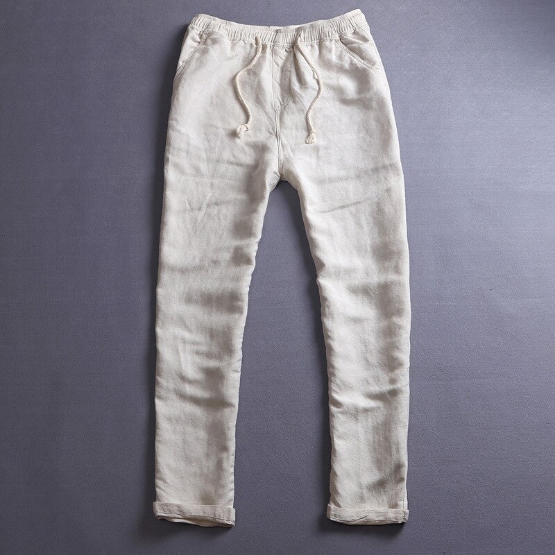 Urban Classics Herenbroek Loose Cotton Linen Pants Black M, zwart, M