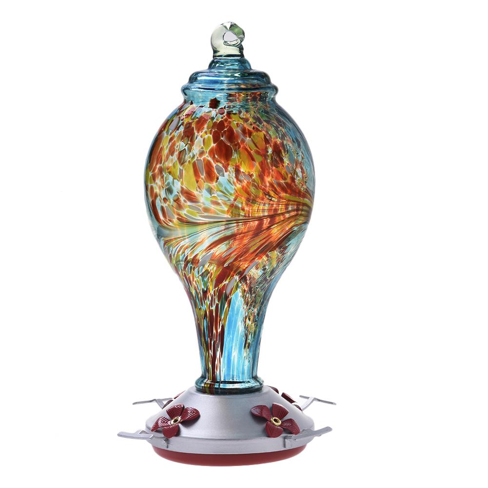 Bird Feeder Hand-blown Glass Hanging Hummingbird Feeder Garden Wild Bird Drinking Fountain Feeding Station Food Container