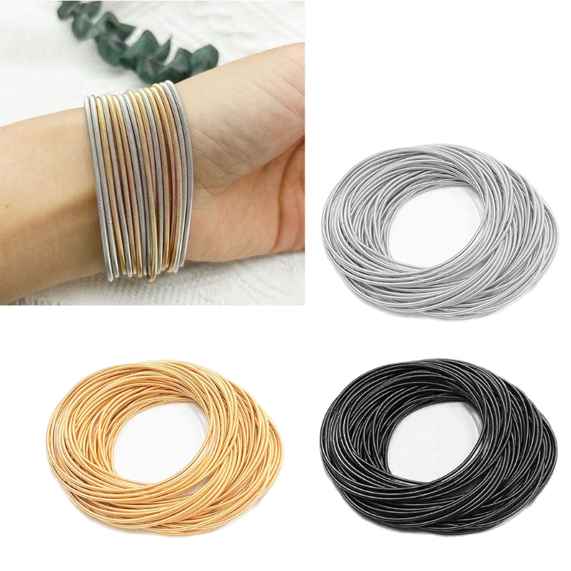 50 st pärlor guldtäckt fjäderarmband diy spiral teleskopiskt kolstål armband elastiskt halkfritt armband hantverk