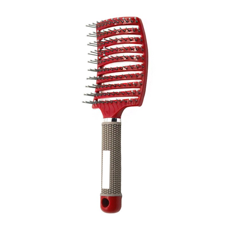 Professionele Arc Geventileerde Styling Varkenshaar Borstel Voor Vrouwen En Mannen Ontwarren Paddle Brush Voor Nat En Droog Krullend haar: Nylon Red