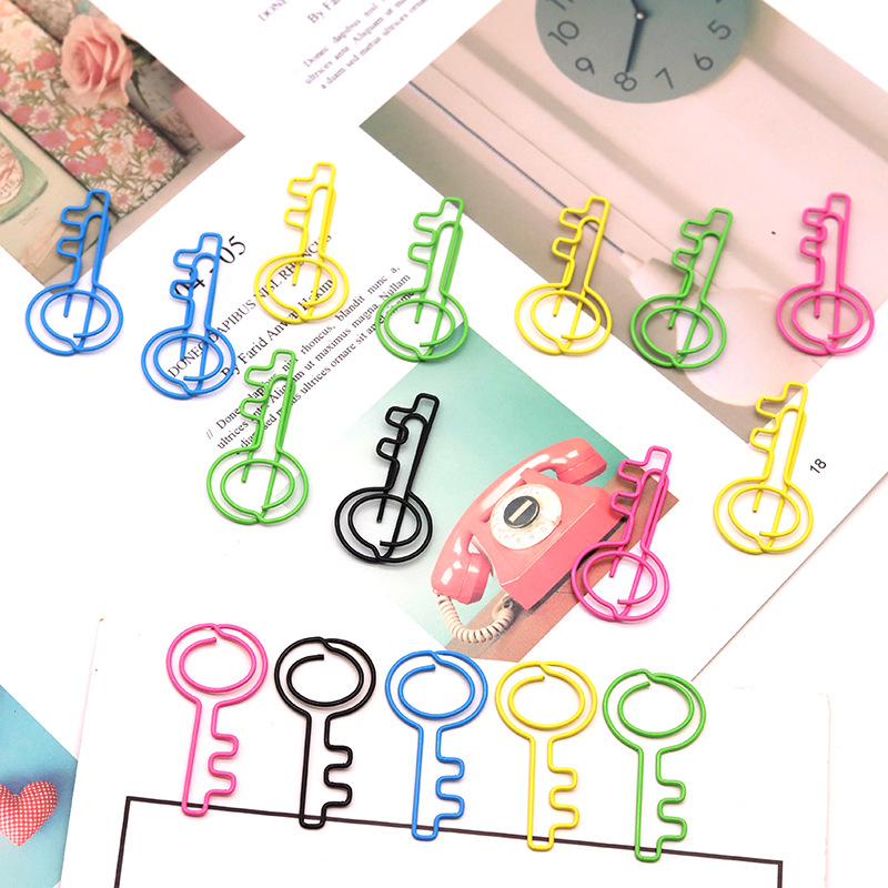 Key Shape Binder Metal Color Paper Clip Office Accessories Folder Office Stationery Paper Material Paper Clips Binding Supplies