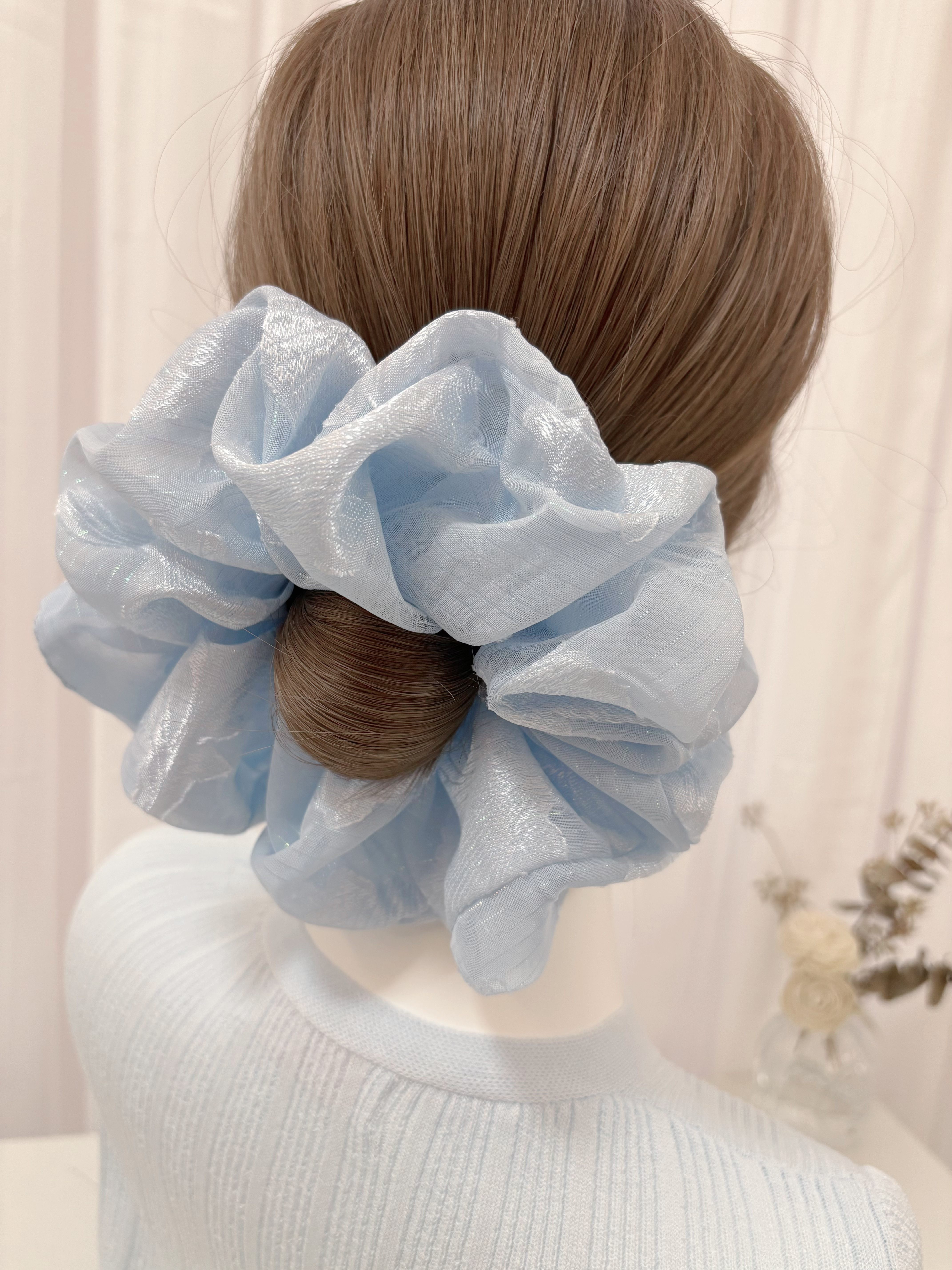 Novo grande elegante bordado scrunchies estilo coreano pacote de cabelo para mulheres exageradas hairbands para meninas acessórios para o cabelo: YELLOW