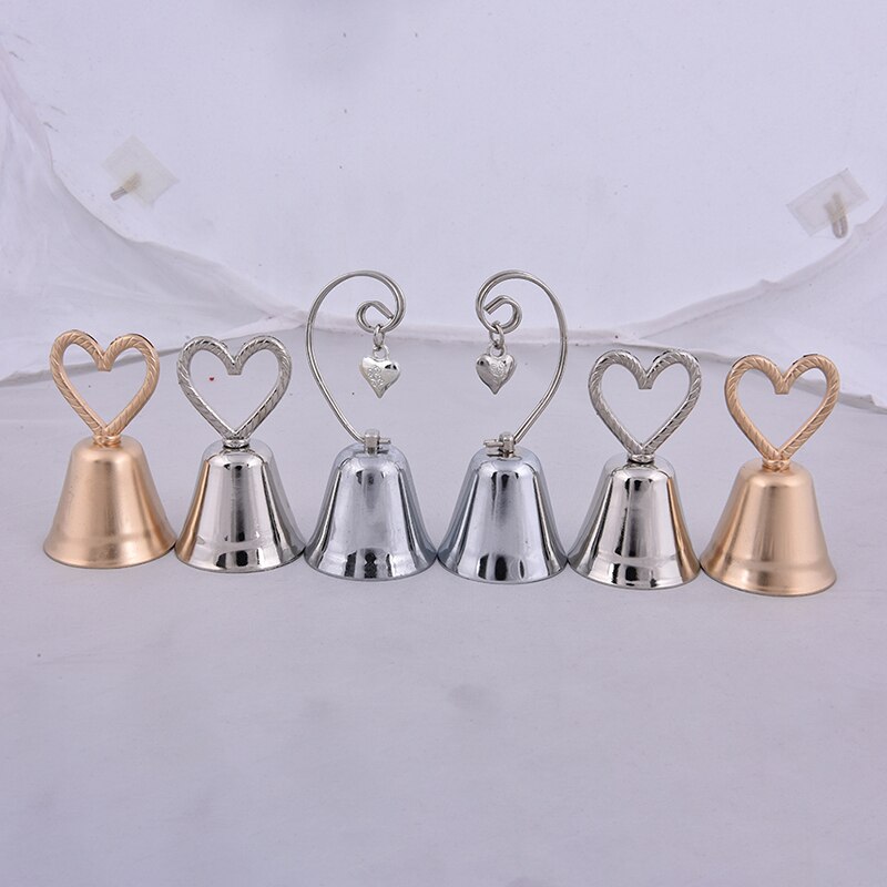 silver/gold"Kissing Bell" Silver Bell Place Card Holder/Photo Holder Wedding Table Decoration Favors