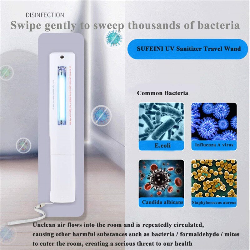 Uv esterilizador varinha luz vara telefone desinfetante uvc lâmpada led vírus de saneamento UV-C germes portáteis bactérias matando robô