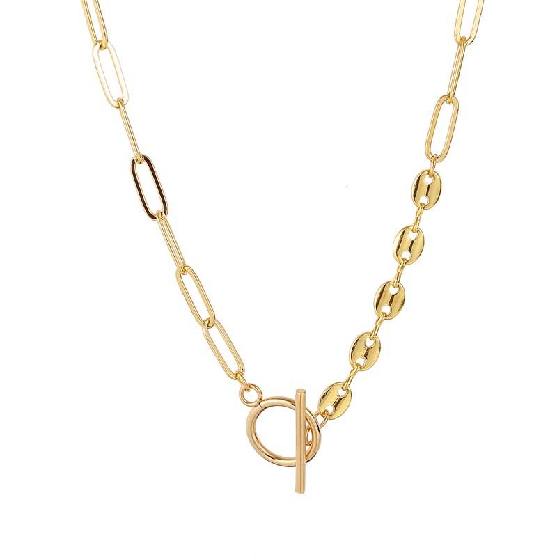 neue Kaffee Bohne mischen O-kette Halskette Frauen Gold Farbe Luxus Umschalten Verschluss Kette Halskette Für Frauen schmuck: 1 / 50cm