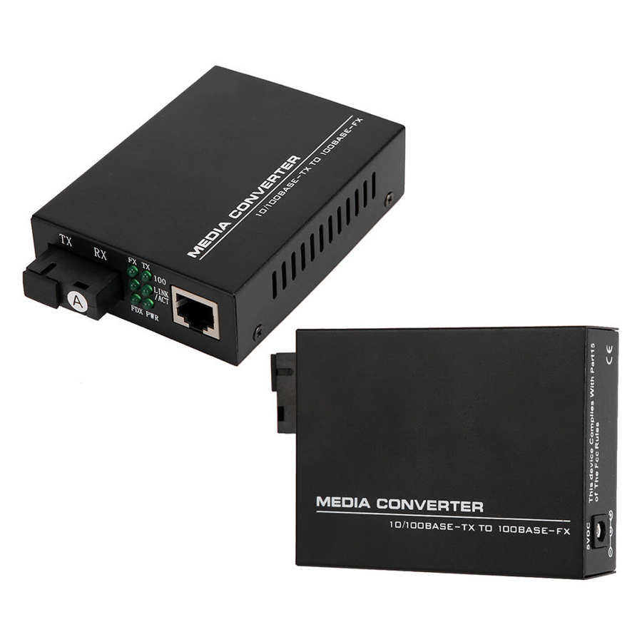 2 x gigabit ethernet mediekonverter 100-250v transceiver singlemode 100m ethernet optisk fiber mediekonverter