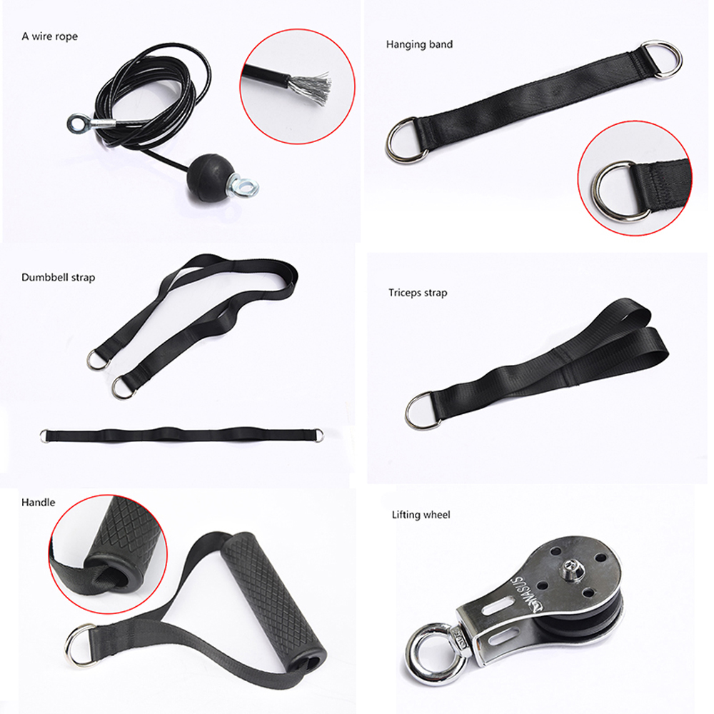 Fitness Equipment for Home Gym DIY Pulley Cable Machine Attachment System Arm Biceps Triceps Blaster Hand Strength Workout