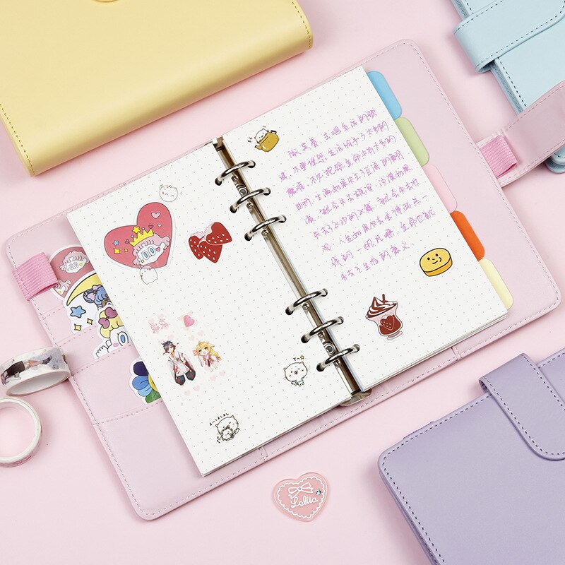 A6 Pu Loose Leaf Binder Losbladige Kern Diy Bindmiddel Notebook Cover Note Book Journal Kantoor School Briefpapier