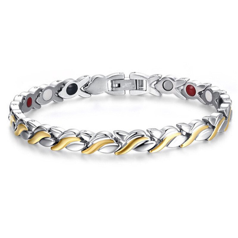 Modyle 7mm Adjustable Length Health Magnetic Bracelet For Women Stainless Steel With Germanium Hand Chain: SB-051SG