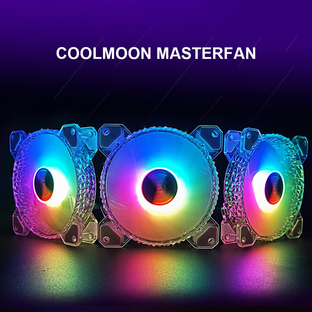 COOLMOON 12cm 6pin PC Case Fan Heatsink RGB Lighting Chassis 3/6 Cooling Fan with Controller