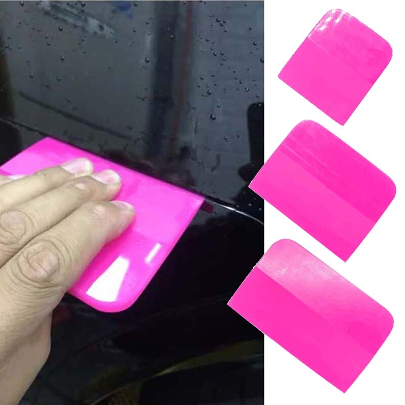 Pink Scraper Soft Rubber Car Window Squeegee Tint Tools Glass Water Wiper Vinyl Wrap Blade Auto Home Office Scraper