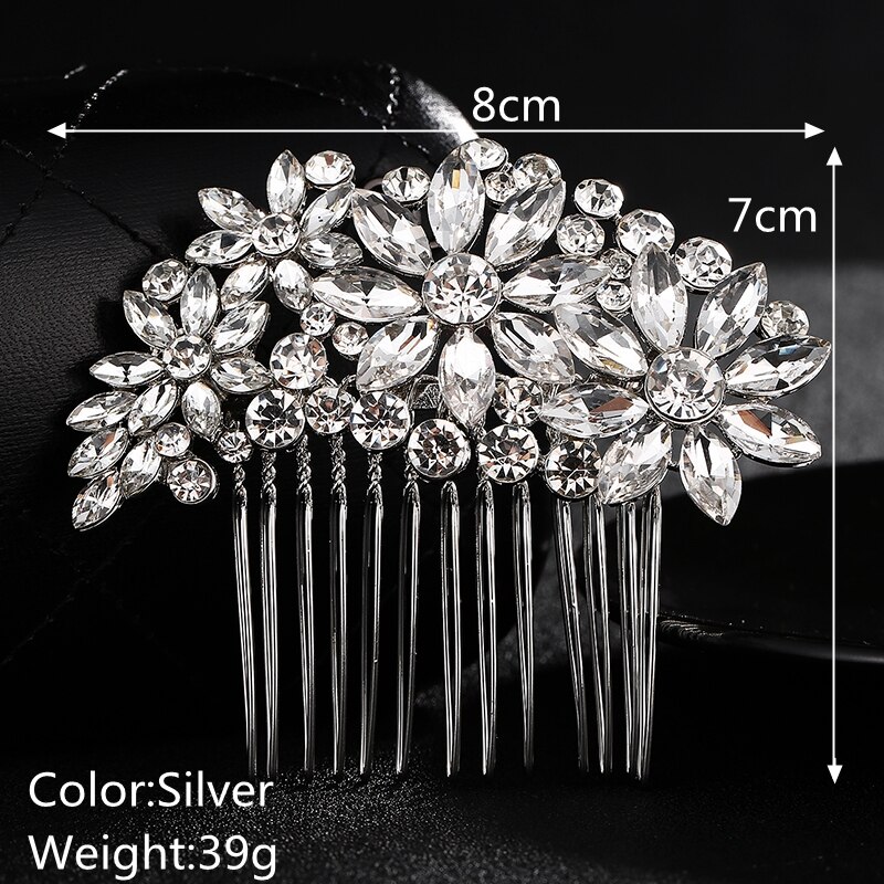 Efily Bridal Bruiloft Haaraccessoires Crystal Zilver Kleur Haar Kammen Voor Vrouwen Bruid Hoofddeksel Party Sieraden Bruidsmeisje: silver color HSJ3896