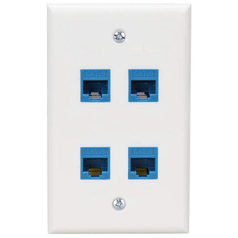 Ethernet Wall Plate 4 Port Wall Plate Female-Female Compatible with for Cat7/6/6E/5/5E Ethernet Devices -Blue: Default Title