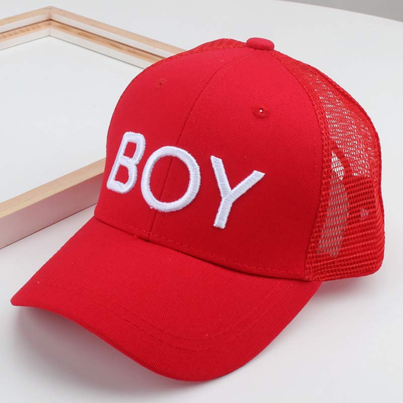 2-8 Jaar Kinderen Jongen Baseball Cap Meisjes Mesh Trucker Snapback Hoed Zwart 3D Brief Geel Wit Blauw Rood: Rood