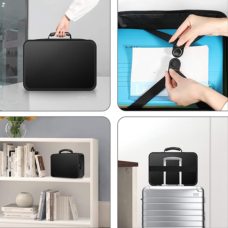 Organizer Bag Fireproof Document Bag with Lock Portable Filing Storage Box Holder for Document File Passport Certificate