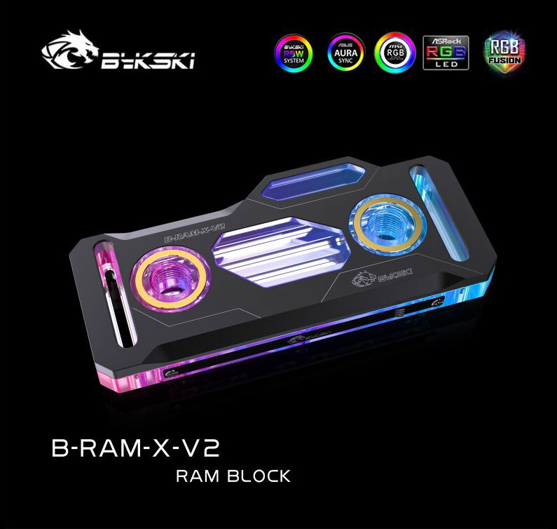 Bykski Ram Water Blok Rgb, Koperen Radiator + Aluminium Cover, Geheugen Liquid Cooler, 2/4 Kanalen, 5V/12V Sync, B-RAM-X-V2