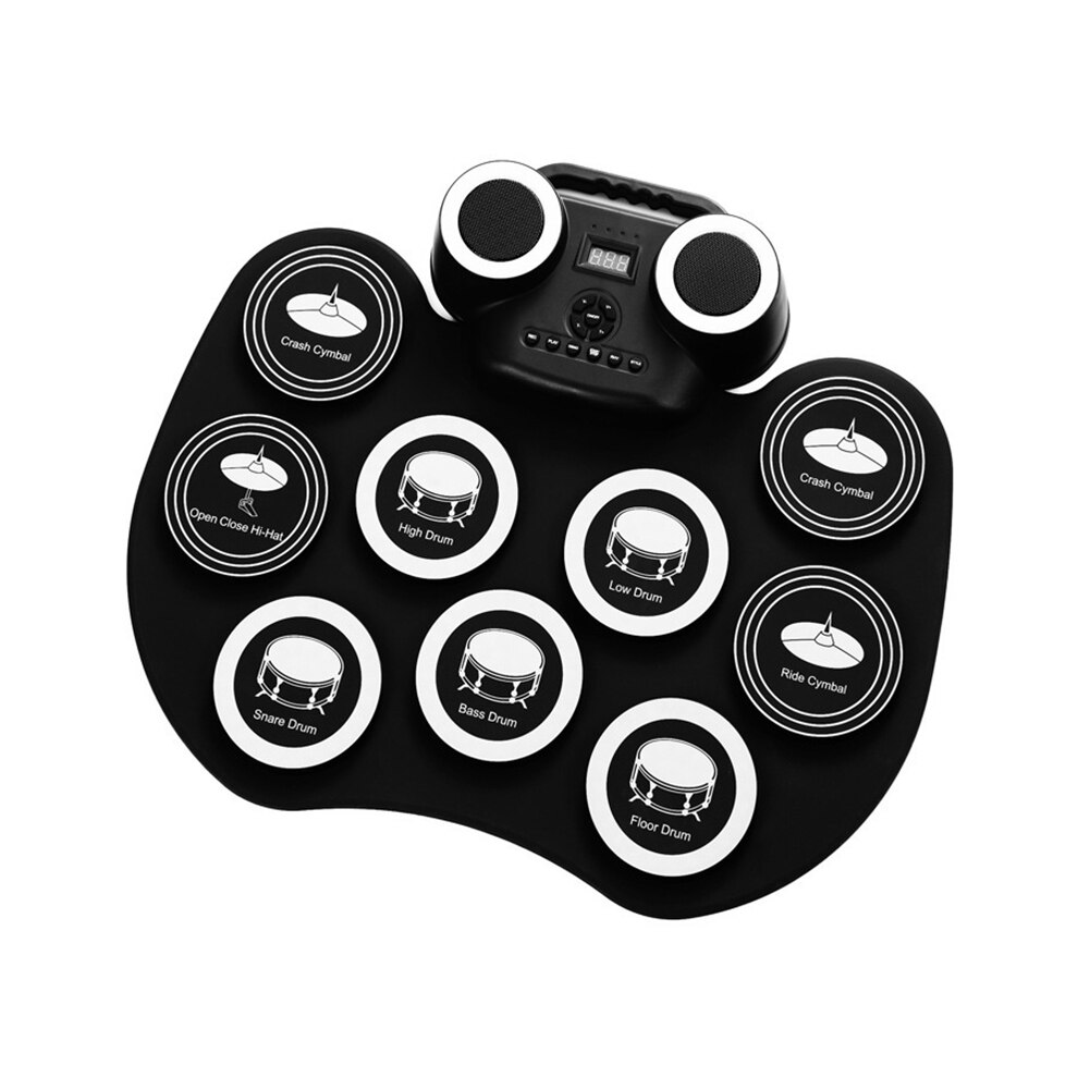 Powered with Drumsticks Foot Pedals Roll-Up Drum Set Electronic Drum Kit Roll-Up Electronic Drum 9 Drum Pads Battery: C