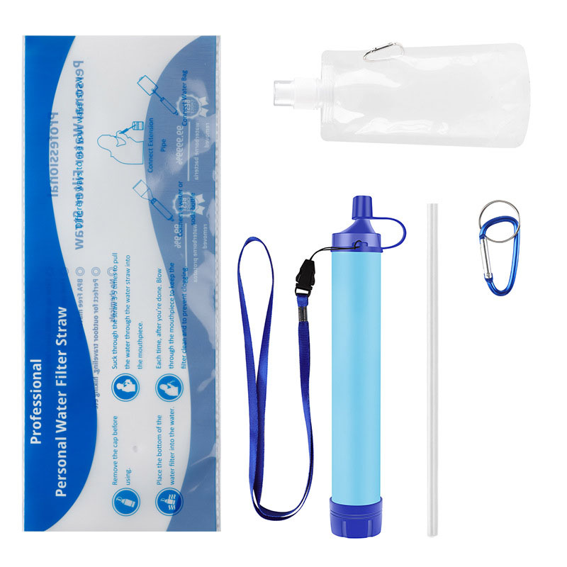 Draagbare waterfilter, waterrietjes om water te zuiveren, waterzuiveringsfilter, persoonlijke waterfilterrietje draagbare filtratie voor buiten: Black